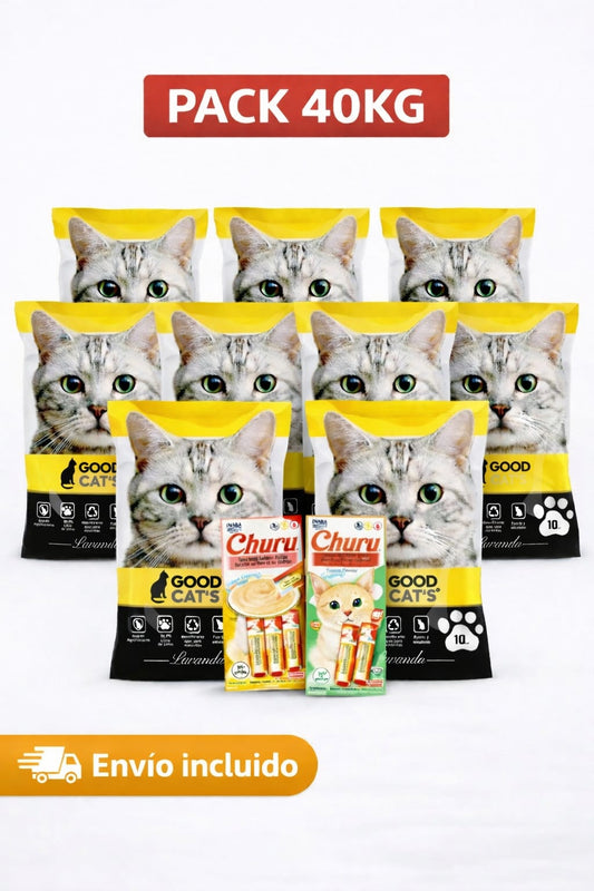 Pack 40kg Arena Sanitaria GoodCat’s Limon + 2 Churu de Regalo – Máximo Ahorro
