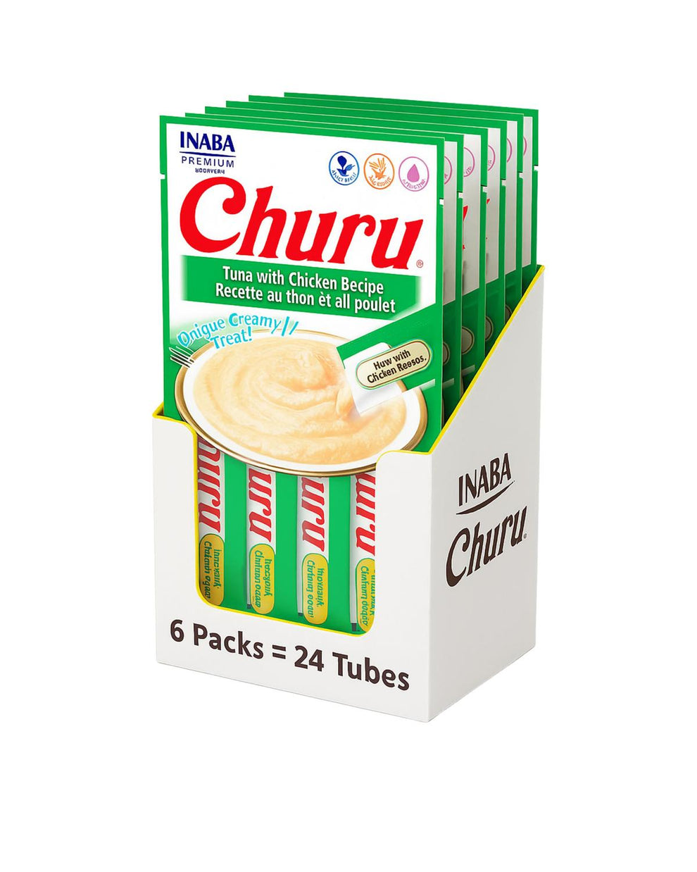 Display de churo Pollo Atún 6 saches de 4 tubos